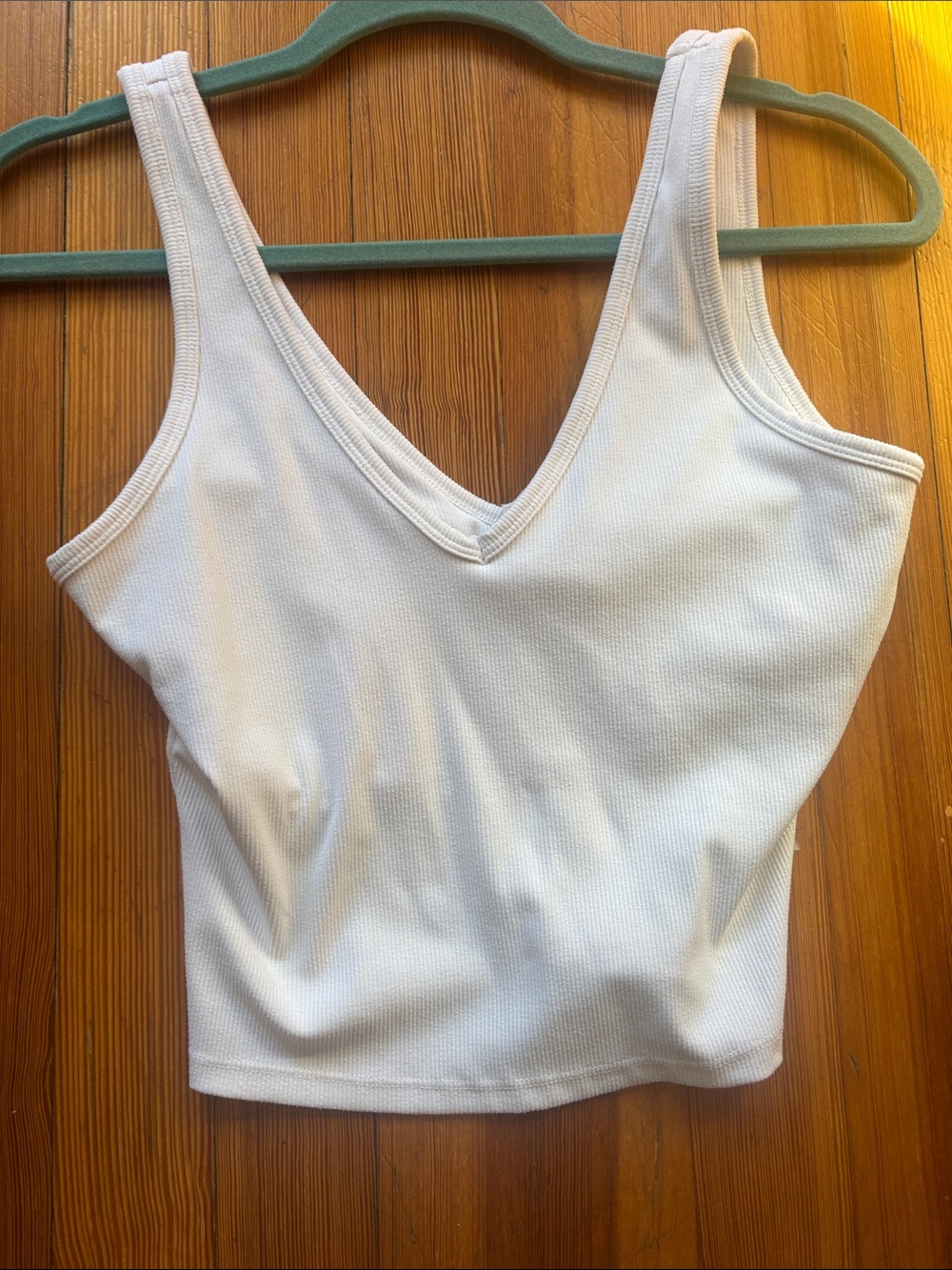 GAP White Ribbed V-Neck Crop Tank